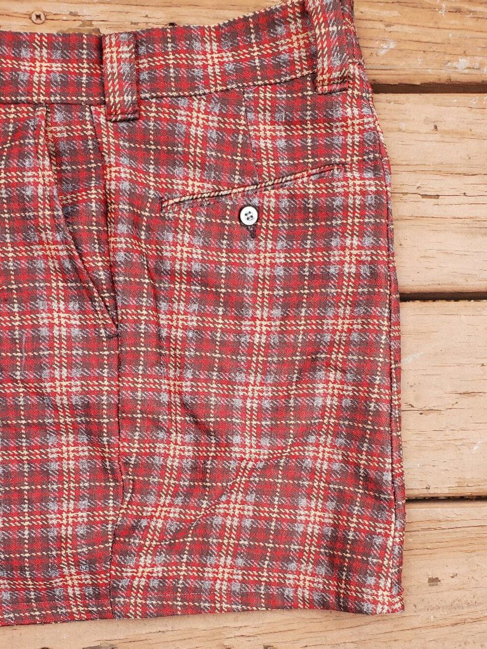 RE:Denim Plaid Upcycled Double Knit Skirt - Size 28 - Picture 8 of 13